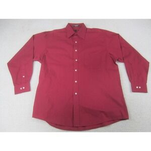 George Shirt Mens 16-16.5 34-35 Red Casual Button‎ Down Long Sleeve Oxford